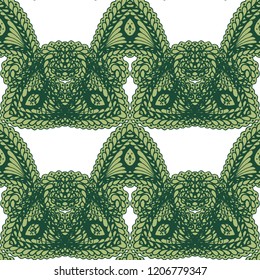 Seamless Hand Drawn Pattern with Zentangle Elements. Trendy Zendoodle Rapport for Feminine Fabric, Wallpaper, Dress. Cute Spring Background in Orient Style. Vector Seamless Texture with Flowers