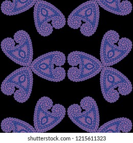 Seamless Hand Drawn Pattern with Zentangle Elements. Vintage Zendoodle Rapport for Feminine Cloth, Paper, Print. Cute Summer Background in Orient Style. Vector Seamless Texture with Flowers