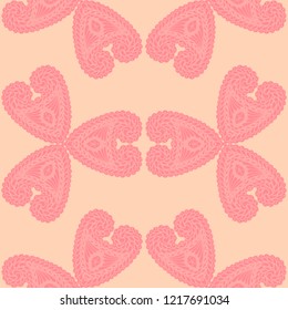 Seamless Hand Drawn Pattern with Zentangle Elements. Trendy Zendoodle Rapport for Feminine Print, Linen, Textile. Cute Autumn Background in Orient Style. Vector Seamless Texture with Flowers