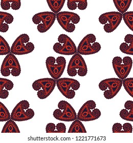 Seamless Hand Drawn Pattern with Zentangle Elements. Modern Zendoodle Rapport for Feminine Fabric, Wallpaper, Dress. Cute Spring Background in Orient Style. Vector Seamless Texture with Flowers