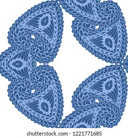 Seamless Hand Drawn Pattern with Zentangle Elements. Vintage Zendoodle Rapport for Feminine Cloth, Wallpaper, Dress. Cute Summer Background in Orient Style. Vector Seamless Texture with Flowers
