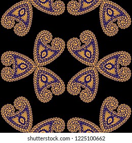 Seamless Hand Drawn Pattern with Zentangle Elements. Modern Zendoodle Rapport for Feminine Cloth, Wallpaper, Dress. Cute Spring Background in Orient Style. Vector Seamless Texture with Flowers