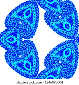 Seamless Hand Drawn Pattern with Zentangle Elements. Trendy Zendoodle Rapport for Feminine Cloth, Paper, Dress. Cute Spring Background in Orient Style. Vector Seamless Texture with Flowers