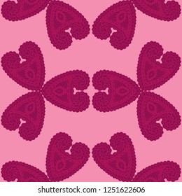 Seamless Hand Drawn Pattern with Zentangle Elements. Vintage Zendoodle Rapport for Feminine Fabric, Linen, Textile. Cute Autumn Background in Orient Style. Vector Seamless Texture with Flowers