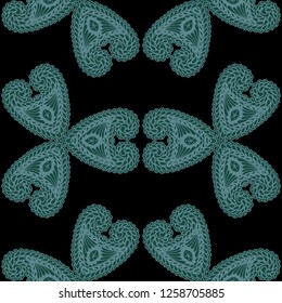 Seamless Hand Drawn Pattern with Zentangle Elements. Trendy Zendoodle Rapport for Feminine Cloth, Paper, Dress. Cute Spring Background in Orient Style. Vector Seamless Texture with Flowers