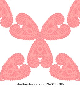 Seamless Hand Drawn Pattern with Zentangle Elements. Vintage Zendoodle Rapport for Feminine Cloth, Wallpaper, Dress. Cute Spring Background in Orient Style. Vector Seamless Texture with Flowers