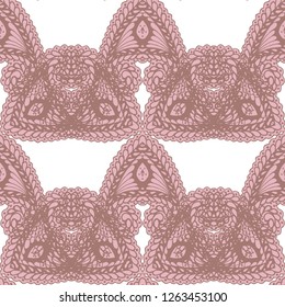 Seamless Hand Drawn Pattern with Zentangle Elements. Trendy Zendoodle Rapport for Feminine Fabric, Wallpaper, Dress. Cute Autumn Background in Orient Style. Vector Seamless Texture with Flowers
