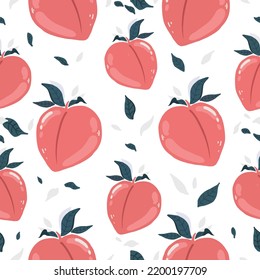 Seamless Hand Drawn Peach Fruit Pattern