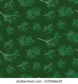 Seamless hand drawn pine pattern