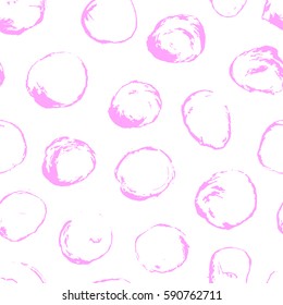 Seamless hand drawn polka dots pattern.