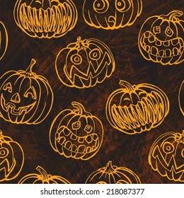 Seamless hand drawn pumpkins for Halloween