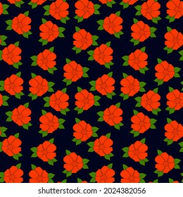 Seamless hand drawn red floral pattern, Vector drawing flower design for fashion clothes, textile, wrapping, decoration background.