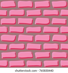 Seamless Hand drawn Red Pink brick wall Pattern