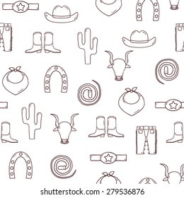 Seamless hand drawn rodeo background for your design