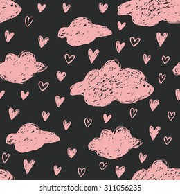 Seamless hand drawn romantic pattern