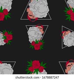 Seamless hand drawn rose weed vector icon