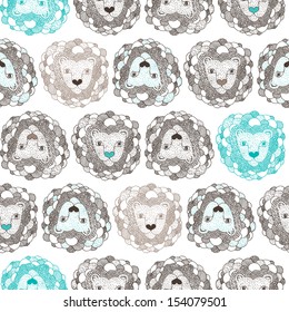 Seamless hand drawn Safari Lion illustration background pattern design in vector