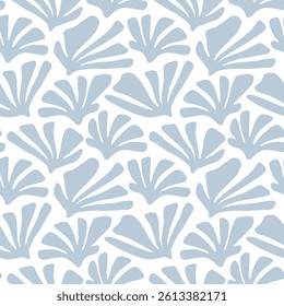 Seamless hand drawn seaweed pattern ocean doodle marine fabric design blue