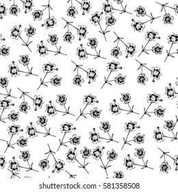 Seamless with hand drawn small flowers