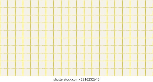 Seamless hand drawn square grid pattern. Yellow repeated doodled checkered background. Sketched thin checker paper texture. Pencil drawn journal sheet notebook template. Vector lined planer page