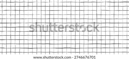 Seamless hand drawn square grid pattern. Repeated doodled checkered background. Sketched thin checker paper texture. Lined planer page wallpaper. Pencil drawn journal sheet notebook template. Vector