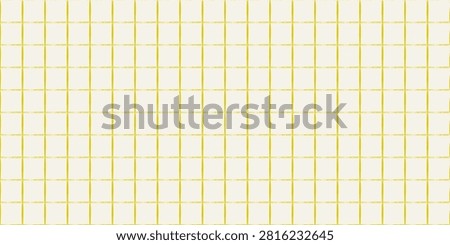 Seamless hand drawn square grid pattern. Yellow repeated doodled checkered background. Sketched thin checker paper texture. Pencil drawn journal sheet notebook template. Vector lined planer page