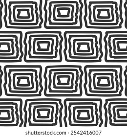 Seamless hand drawn square striped geometric pattern vector illustration