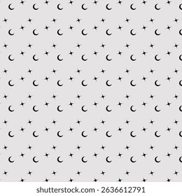 Seamless hand drawn stars. Starry sky sketch, doodle star and night pattern 
