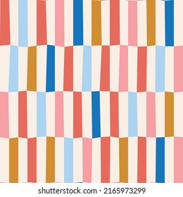 Seamless Hand Drawn Stripe Grid Pattern Fun Circus Naive Vertical Organic Subway Tile Pattern