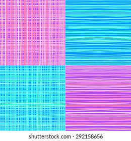 Seamless hand drawn striped textures. Made in vector