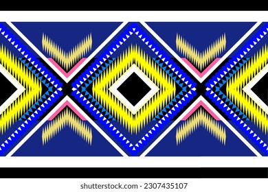 Seamless hand drawn stripes pattern with aztec ethnic and tribal ornament. Vector bright fashion illustration.
