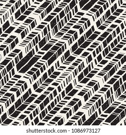 Seamless hand drawn style chevron pattern in black and white. Abstract vector grungy background