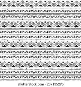 Tribal Striped Seamless Pattern Geometric Blackwhite Stock Vector ...