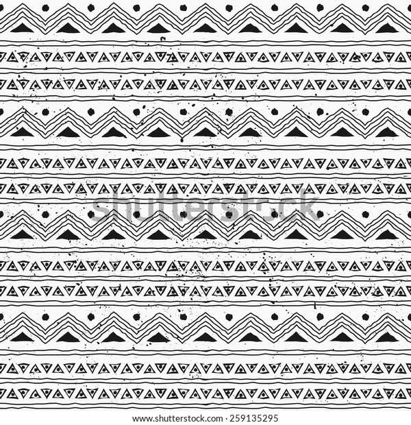 Seamless Hand Drawn Style Tribal Pattern Stock Vector (Royalty Free ...