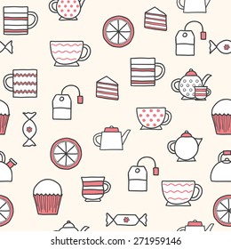Seamless hand drawn teatime background for your design