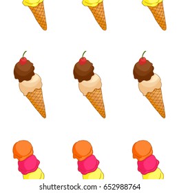 Seamless hand drawn textured ice-cream pattern.