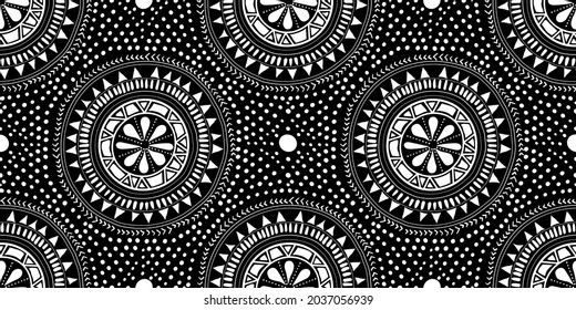 Seamless hand drawn tribal art pattern, Vector creative shapes elements design for fashion clothes, textile, wrapping, decoration background.