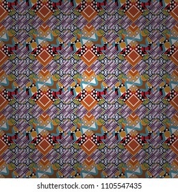 Seamless hand drawn tribal tiles texture. Vector illustration. Ethnic boho style. Native batik watercolor artistic blue, green and black seamless pattern.
