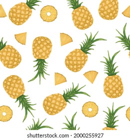 Seamless hand drawn tropical pineapple pattern design 