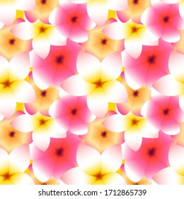 Seamless hand drawn tropical vector pattern with bright exitic hibiscus flowers. Botanical wallpaper illustration in Hawaiian style.