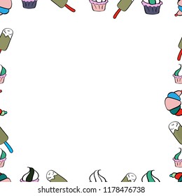 Seamless. Hand drawn vector border frame doodles. Vector illustration.
