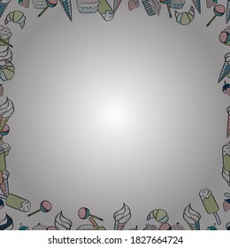 Seamless. Hand drawn vector border frame doodles. Vector illustration.