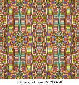 Seamless hand drawn vector ethnic texture. Vintage tribal  ethnic backdrop, seamless texture. Boho fashion style background. Hand drawn vector illustration made of simple doodles. Zen tangle pattern.