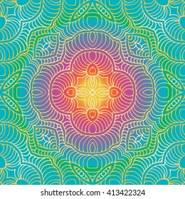 Seamless hand drawn vector ethnic texture. Vintage tribal ethnic backdrop, seamless texture. Boho fashion style background. Hand drawn vector illustration made of simple doodles. Zen tangle pattern.