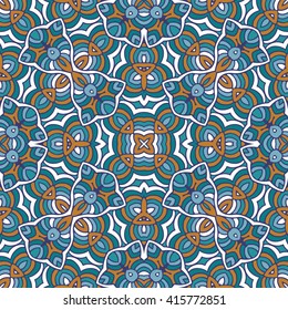 Seamless hand drawn vector ethnic texture. Vintage tribal ethnic backdrop, seamless texture. Boho fashion style background. Hand drawn vector illustration made of simple doodles. Zen tangle pattern.