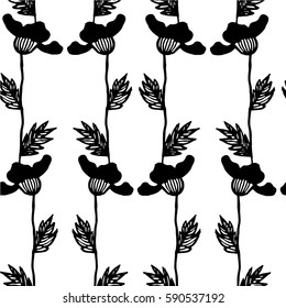 Seamless hand drawn vector floral pattern with poppies for textile, ceramics, fabric, print, cards, wrapping