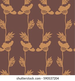 Seamless hand drawn vector floral pattern with poppies for textile, ceramics, fabric, print, cards, wrapping