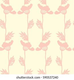 Seamless hand drawn vector floral pattern with poppies for textile, ceramics, fabric, print, cards, wrapping