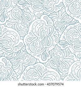 Seamless Hand drawn vector illustration. Pattern with abstract paisley ornament