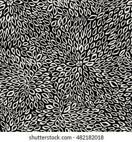 seamless hand drawn vector ink brushstrokes leaves floral tiny petals pattern